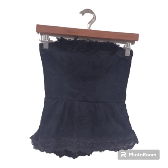 A&F Navy Blue Corset Lace Top Size Small - Picture 1 of 6